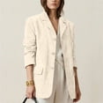 thumbnail image 4 of IUYRTFE Women Lapel Collar Solid Color Button Down Jacket with Pockets for Fall Winter Casual Daily Wear, 4 of 6