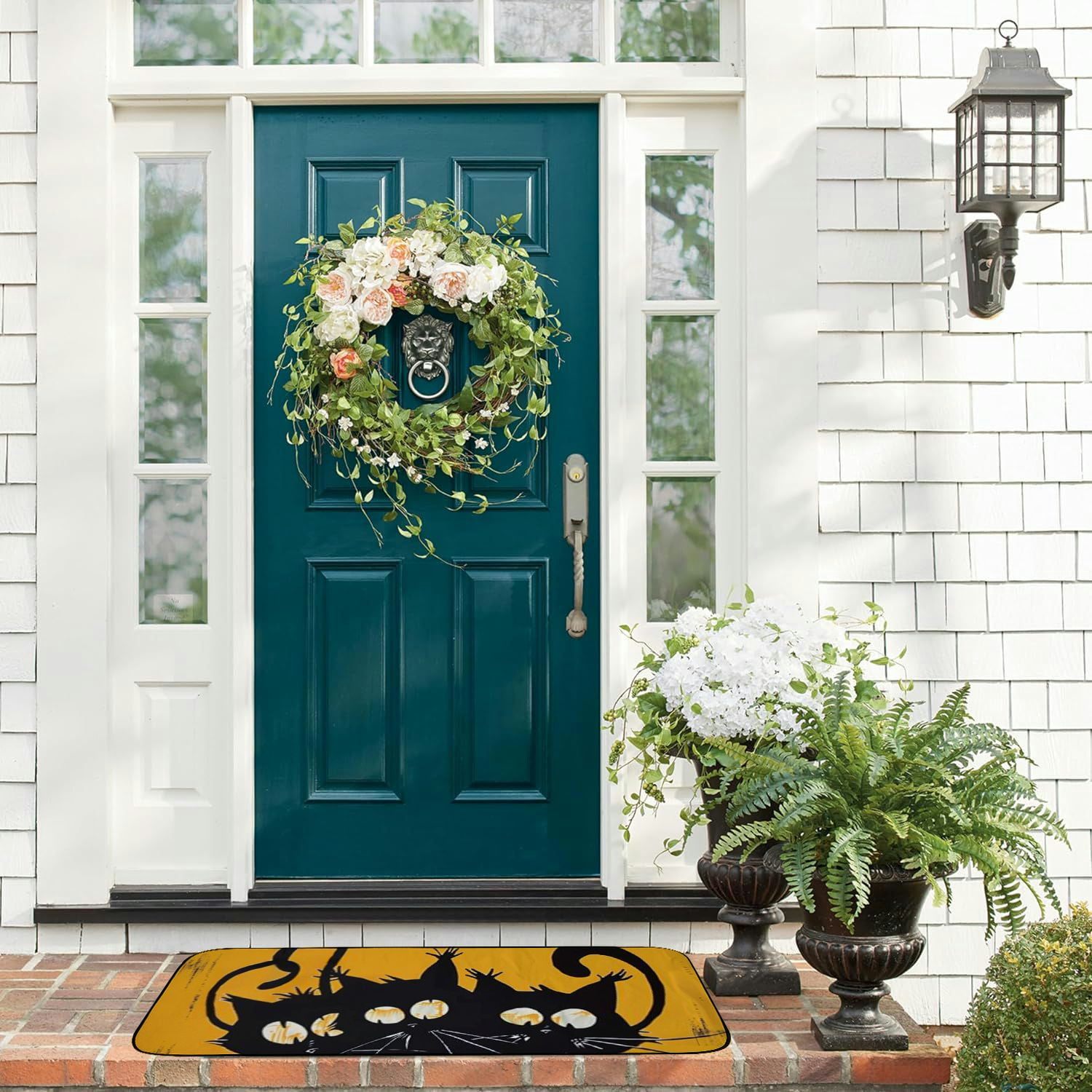 Qinduosi Door Mat, Black Cats Welcome Doormat Decorative Home Floor Mat,Non Slip Rubber Back and for Outdoor Indoor Entrance Decor 19.68*47.24 in