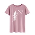 thumbnail image 3 of Hibeli Women Feather Bird Print T-shirt Short Sleeves Graphic Tee Shirt, 3 of 7