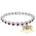 thumbnail image 2 of Fire Pink Tourmaline 9 Cwt Real Sterling Silver Love Heart Shape Tennis Bracelet, 2 of 5