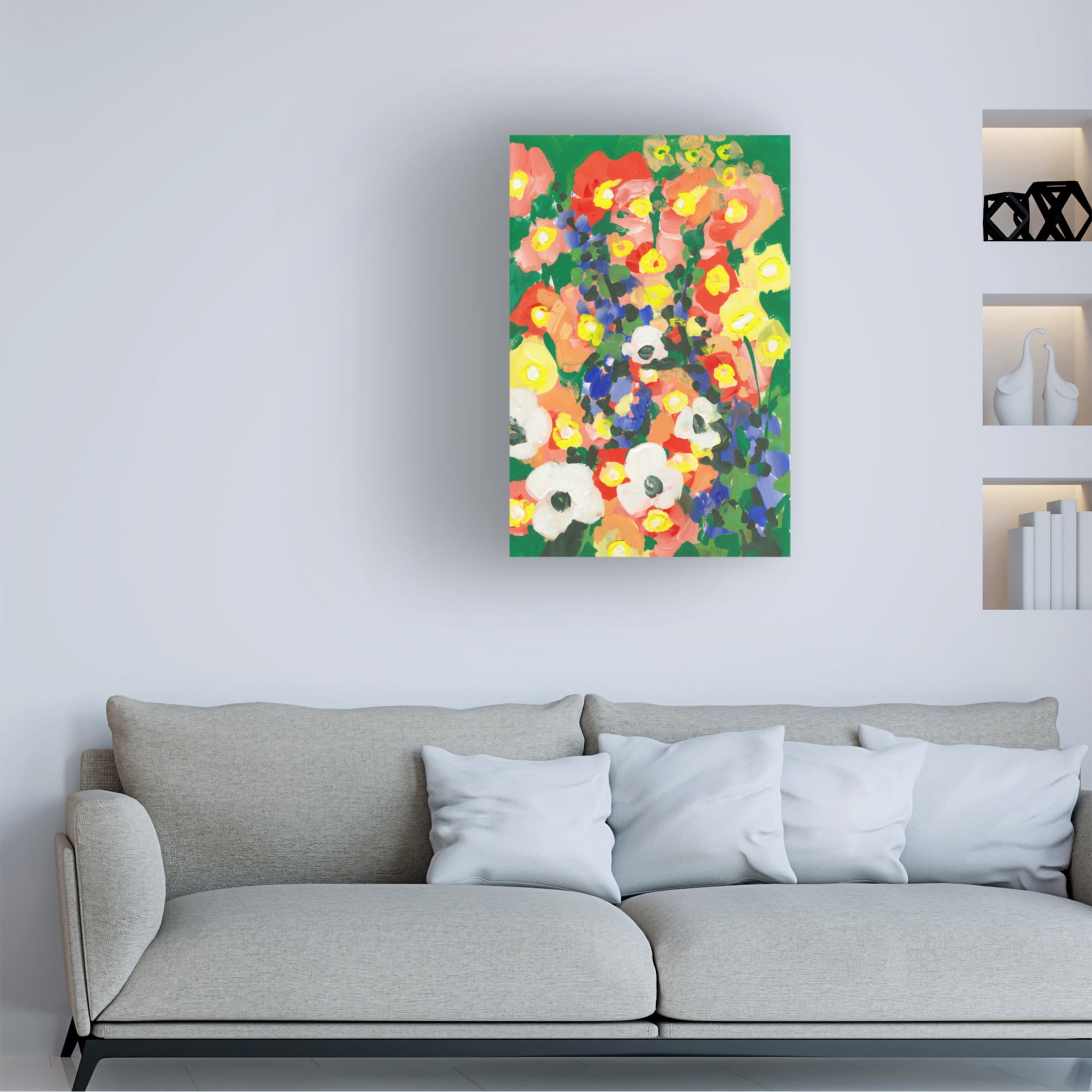 Trademark Fine Art Ania Zwara Big White Flower With Blue Bells Canvas Wall Art