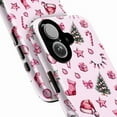 thumbnail image 2 of Pink Christmas Pattern Phone Case with Santa Hats, Candy Canes, Christmas Trees, Gifts & Stockings, Festive Holiday Protective Cover for iPhone 16 15 14 13 12 11 Pro Max Mini, 2 of 6