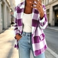 thumbnail image 7 of cocolona Womens Classic Plaid Jacket Fleece Lined Long Sleeve Lapel Overcoat Fall Winter Warm Trendy Outerwear, 7 of 7