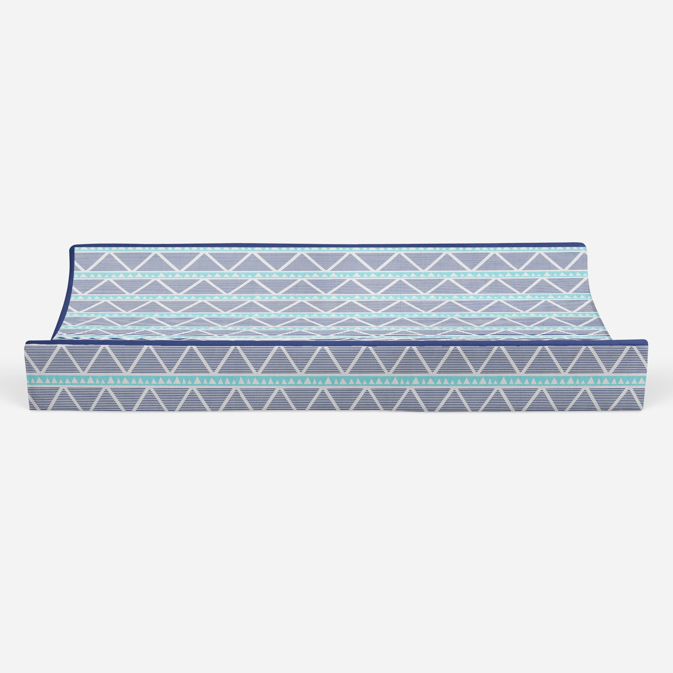 Bacati - Large Triangles Aqua Navy Quilted Muslin Changing Pad Cover