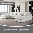 thumbnail image 3 of The Magic Home 4-Seater Cloud Modular U-Shaped Linen Sectional Sofa, White, 3 of 14