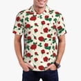 thumbnail image 3 of Balery Rose Flowers Printed Men’s Short Sleeve Polo Shirt, Midweight Men's Shirt,Golf Polo shirts -Small, 3 of 9