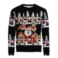 thumbnail image 4 of Telankuip 2025 Christmas Sweatshirts for Men Funny Crew Neck Pullovers Long Sleeve Christmas Print Retro Santa Claus Tops Warm Comfortable Fitted Casual Workout Sweatshirt Black4 L, 4 of 7
