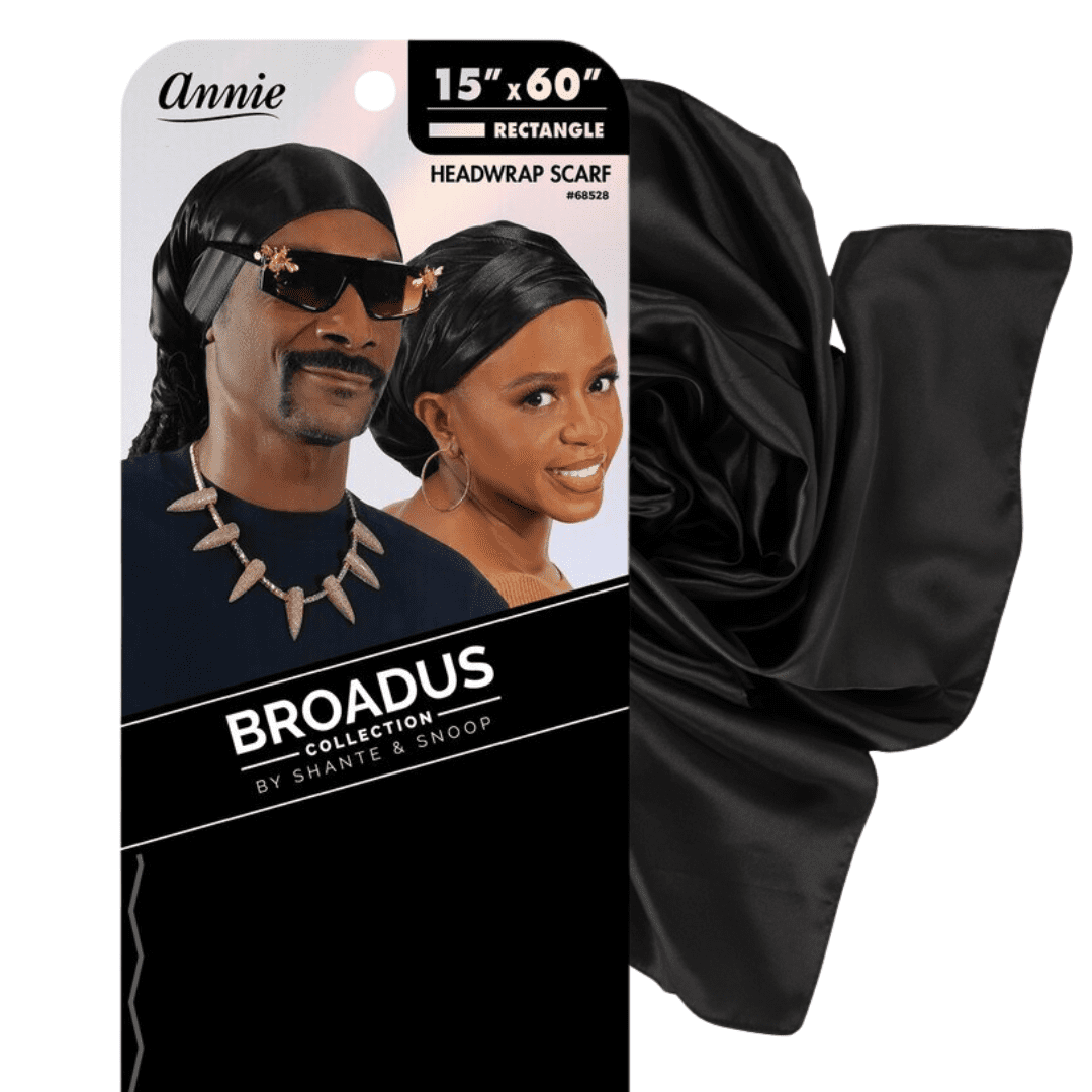 Broadus Collection Scarf by Shante & Snoop Dogg 60" x 15" Headwrap Bandana, Black