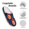 thumbnail image 5 of Daiia American Football and Fire Flames Print Women’s Fuzzy Slippers Memory Foam Lightweight House Shoes Cozy Loafer Flannel House Shoes-35/36, 5 of 7