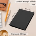 thumbnail image 2 of Uxcell A4 Binder Cover, 2 Pcs 4 Round Ring Binder Protector Kraft Paper Binder Shell Hardcover for Meeting Notebook Folder, Black, 2 of 5