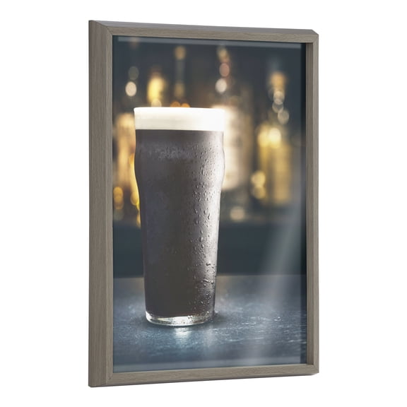 Kate and Laurel Blake Stout Framed Printed Glass Wall Art by Emiko and Mark Franzen of F2Images, 18x24 Gray, Decorative Beer Art for Wall
