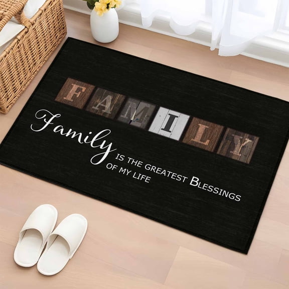 2x3 Ft Entryway Area Rug, Black Kitchen Rug Runner Washable Floor Mat, Farmhouse Country Vintage Wooden Grain Plaid Non Slip Indoor Door Mat Throw Carpet for Bathroom Living Room Bedroom