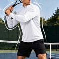 thumbnail image 2 of Fengqque Men's Solid Color 1/4 Zip Long Sleeve Athletic Shirts Stretch Quick Dry Lightweight Fitness Top for Outdoor Sports White XL, 2 of 9
