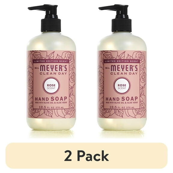 (2 pack) Mrs. Meyer's Clean Day Liquid Hand Soap, Rose Scent, 12.5 Ounce Bottle