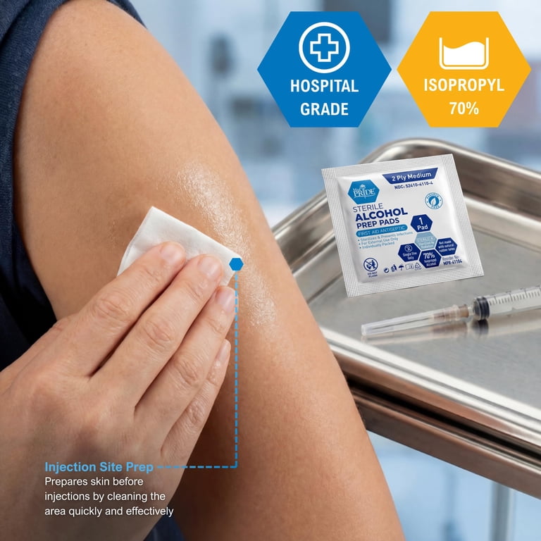 MedPride Medium Alcohol Prep Pads, Sterile 70% Isopropyl Wipes