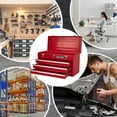 thumbnail image 6 of 20.3“ Metal Tool Box with Drawer Portable Steel Metal Tool Box with Protective Liner and Metal Latch Closure and Lock for Garage, Home and Warehouse (Red-3 Drawers), 6 of 11