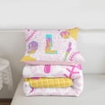 thumbnail image 5 of meiyoeat Watercolor Personalized Initial Gifts Twin Comforter Sets For Girls,Cream Baseball L Monogrammed Print Bedding Set For Kids,Pink Reversible,2pcs, 5 of 7
