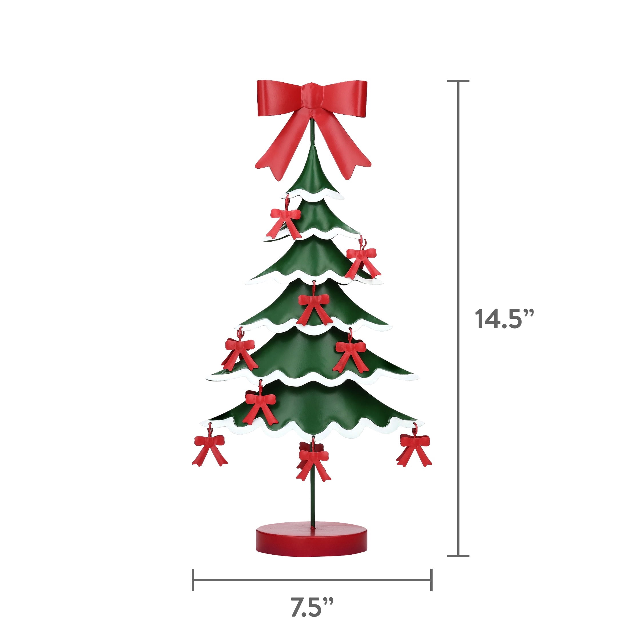 Medium Metal Christmas Tree with Bows Decoration, Red/Green/White, 14.5", by Holiday Time