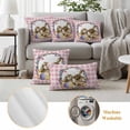 thumbnail image 6 of Easter Bunny Outdoor Waterproof Pillow Covers, Spring Easter Eggs Chick Floral Pink Check Decorative Square Throw Pillowcase Sofa Cushion Sham for Patio/Couch/Chair, 18"x18" 2 Pack, 6 of 8