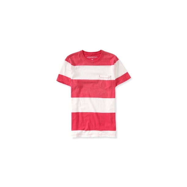 Playera básica Aeropostale con rayas de barra para hombre Rosa XXL