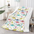 thumbnail image 2 of Cute Dinosaur Cartoon Pattern Soft Sherpa Fleece Throw Blanket, Warm Cozy Plush Blanket for Sofa Bed Couch, All Season, 60"x80", 2 of 5
