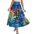thumbnail image 4 of Women’s Bohemian Style Printed Maxi Skirt with Elastic Waist and Drawstring for Casual and Everyday Wear Blue S, 4 of 6