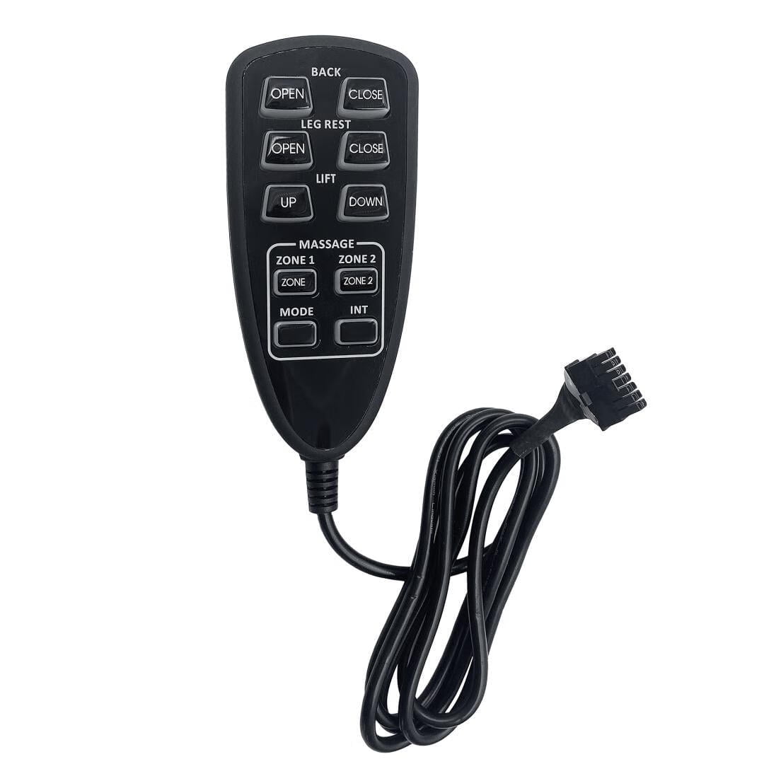 Raffel Systems HC 2R2B 02 Remote Hand Control with 10 Buttons and Junction Box Combo Replacement for Power Recliner Lift Chair
