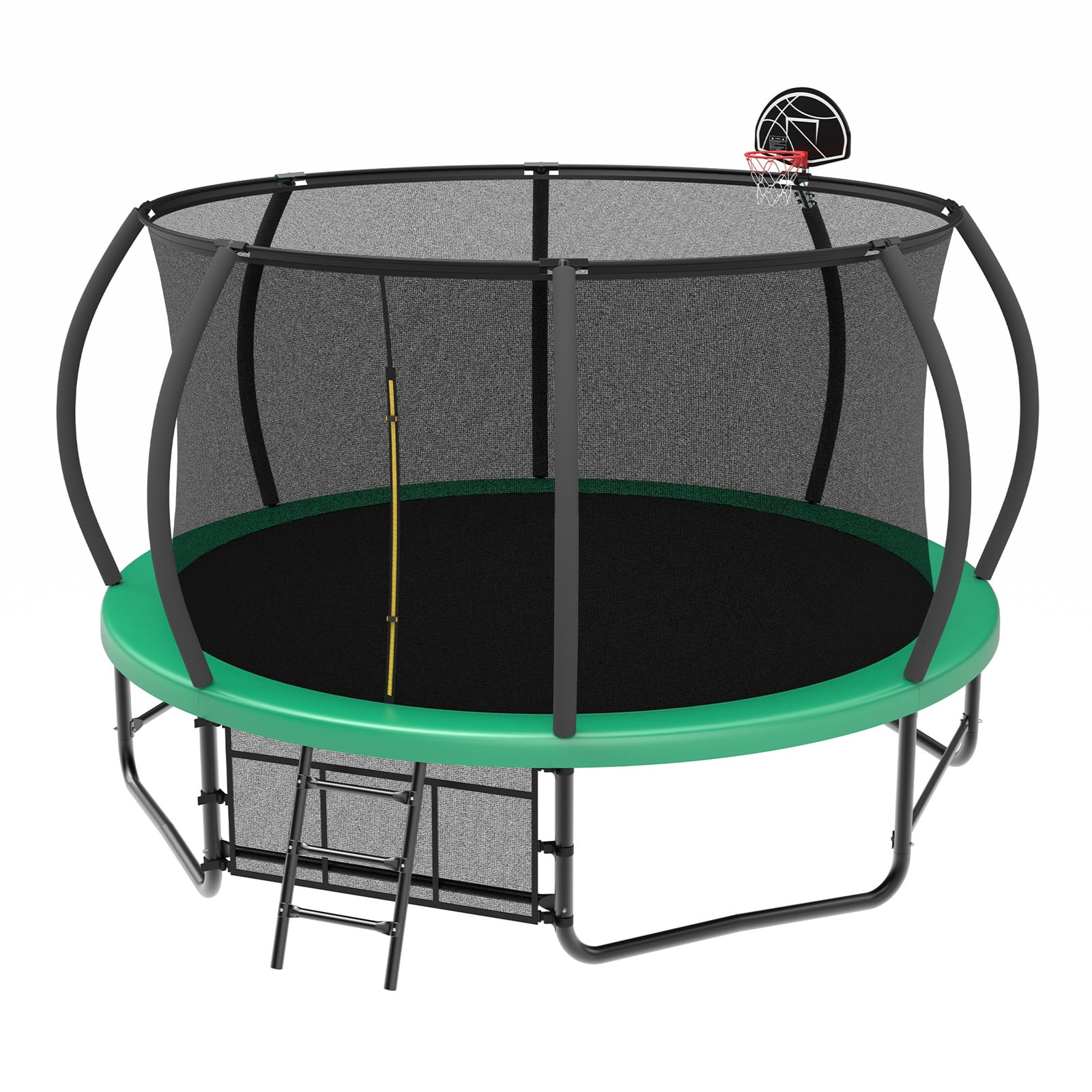 Hommoo 14FT Trampoline with Enclosure, Recreational Trampolines with Ladder and AntiRust Coating, ASTM Approval Outdoor Trampoline for Kids, Green