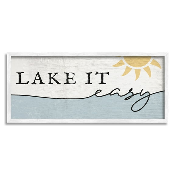 Stupell Home Décor Industries Nautical Pun Lake It Easy Phrase Sunny Water, 13 x 30, Designed by Daphne Polselli