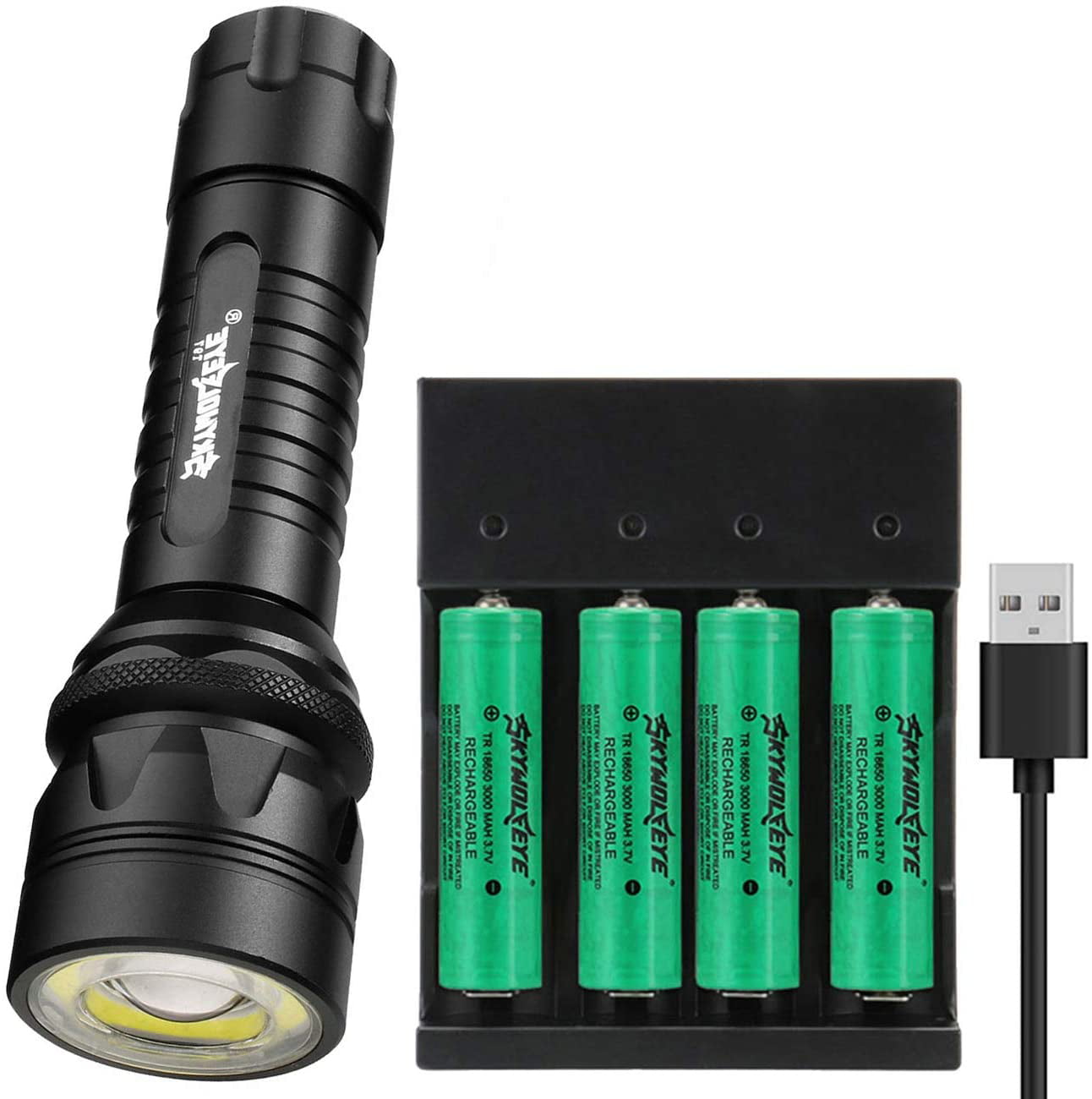 350000LM LED Flashlight  Zoomable Rechargeable Torch & Power Battery & Charger 