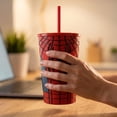 thumbnail image 5 of Moonsky Reusable Food Grade Plastic Tumbler – 3D Web Graphic Spride Hero Style with Straw & Lid for Home Iced Coffee, 5 of 6
