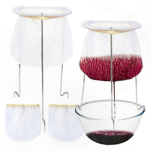 Kitchen Strainer Stand with 4 Reusable Bags - Colander Organizer for Cooking