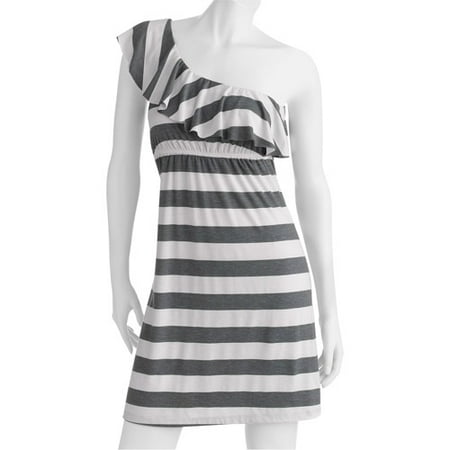 Juniors Knit One Shoulder Ruffle Dress - Walmart.com