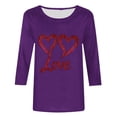 thumbnail image 4 of mihongmao Plus Size Valentine Shirts for Women Valentine's Printed Crew Neck 3/4 Sleeve T-shirt Loose Purple S, 4 of 4