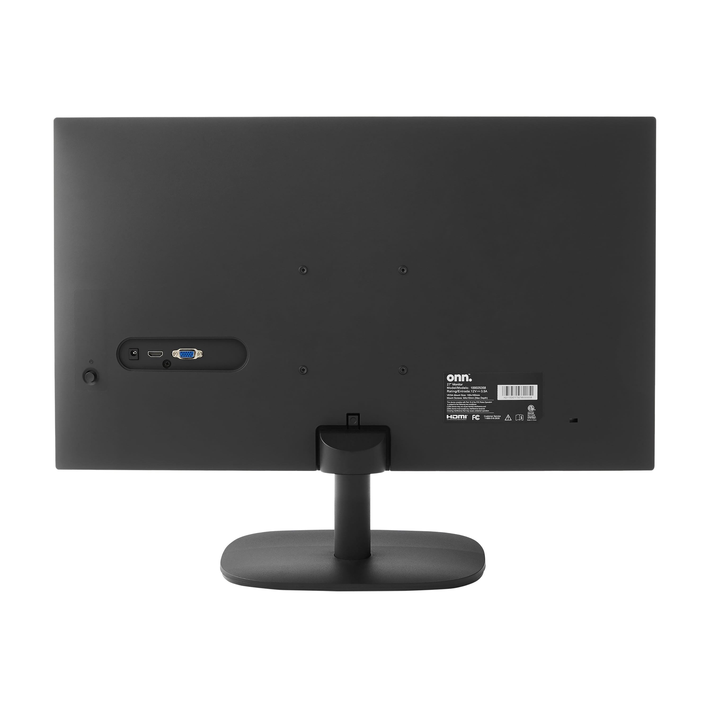 onn. 27" FHD (1920 x 1080p) 75hz Bezel-Less Office Monitor, Includes 6ft HDMI Cable, Black, New