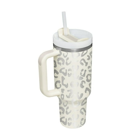 

Tangking Upgraded 40oz Summer Car Ice Bully Mug Stainless Steel Beer Mug with Straw Rich Colors to Choose(Laser Crystal Cream White)