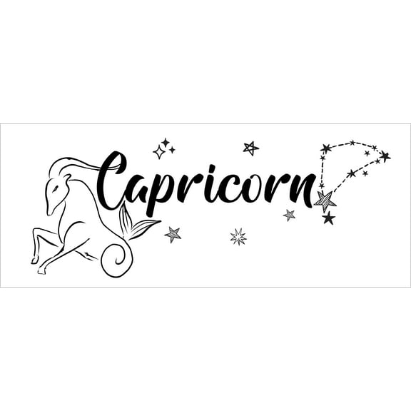 Stick And Peel Capricorn Zodiac Sign Constellation Pattern Wall Decal - DIY Vinyl Astrological Symbol Home Art Decor | 8" x 20" Removable Bedroom Living Room Adhesive Decoration Sticker - Black