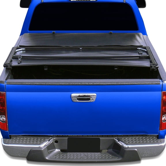 Stehlen 733469493358 Compatible With 2016 2017-2024 Titan 5.5 Feet ( 66" ) Short Bed Soft Tri-Fold Tonneau Cover - Black