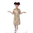 thumbnail image 4 of Vestido de verano, vestido cheongsam para niñas, vestido de actuación para niños, vestido pequeño cheongsam con dragón y fénix, rojo, 4 of 5