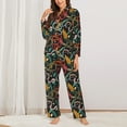 thumbnail image 2 of Yiaed Snake And Flower Print Pajamas Women's Long Sleeve Sleepwear Soft Button Down Loungewear Pjs Lounge Set Nightwear Womens Pajama Pants-XX-Large, 2 of 7