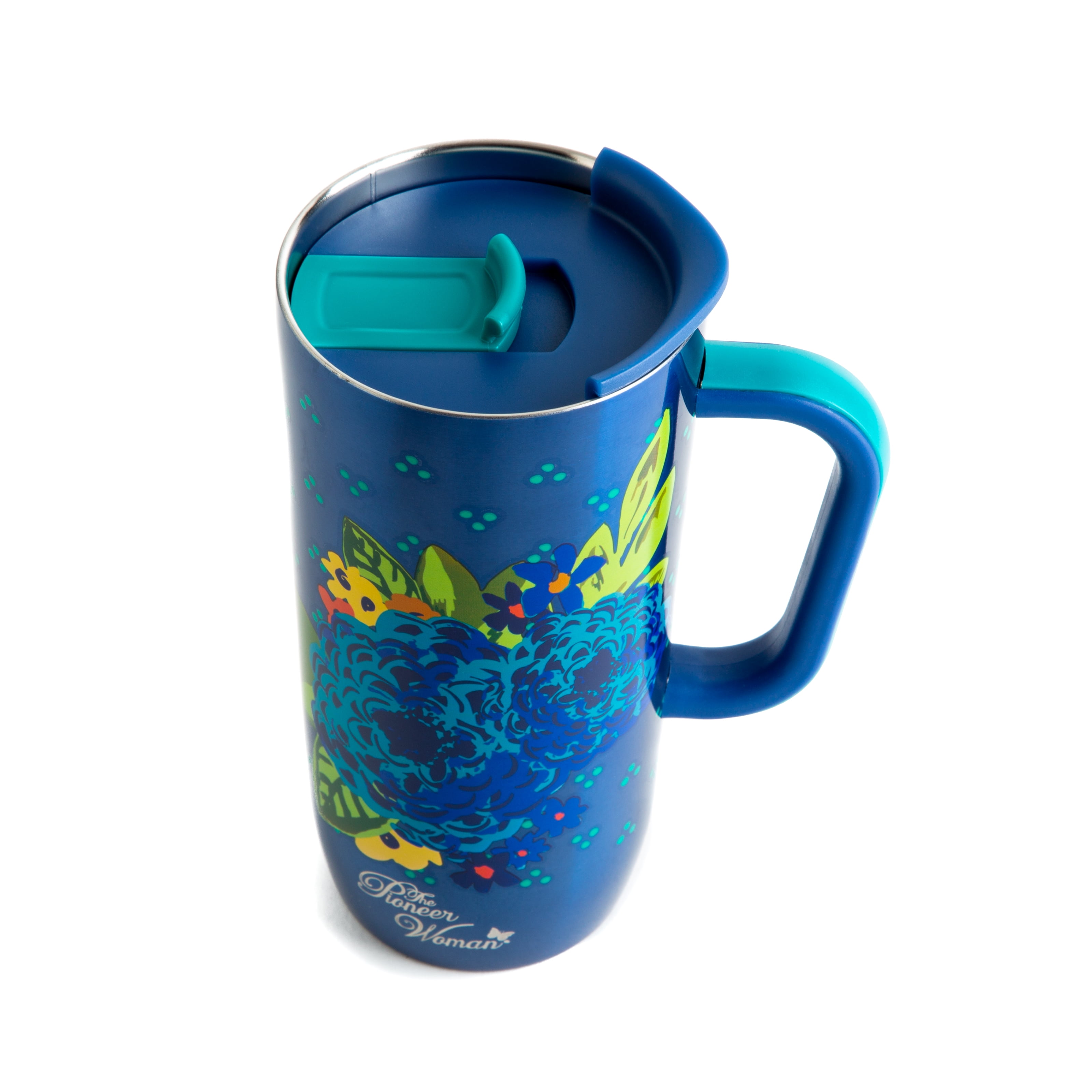 The Pioneer Woman Double Wall Insulated Travel Mug Tumbler 20oz, Blue 