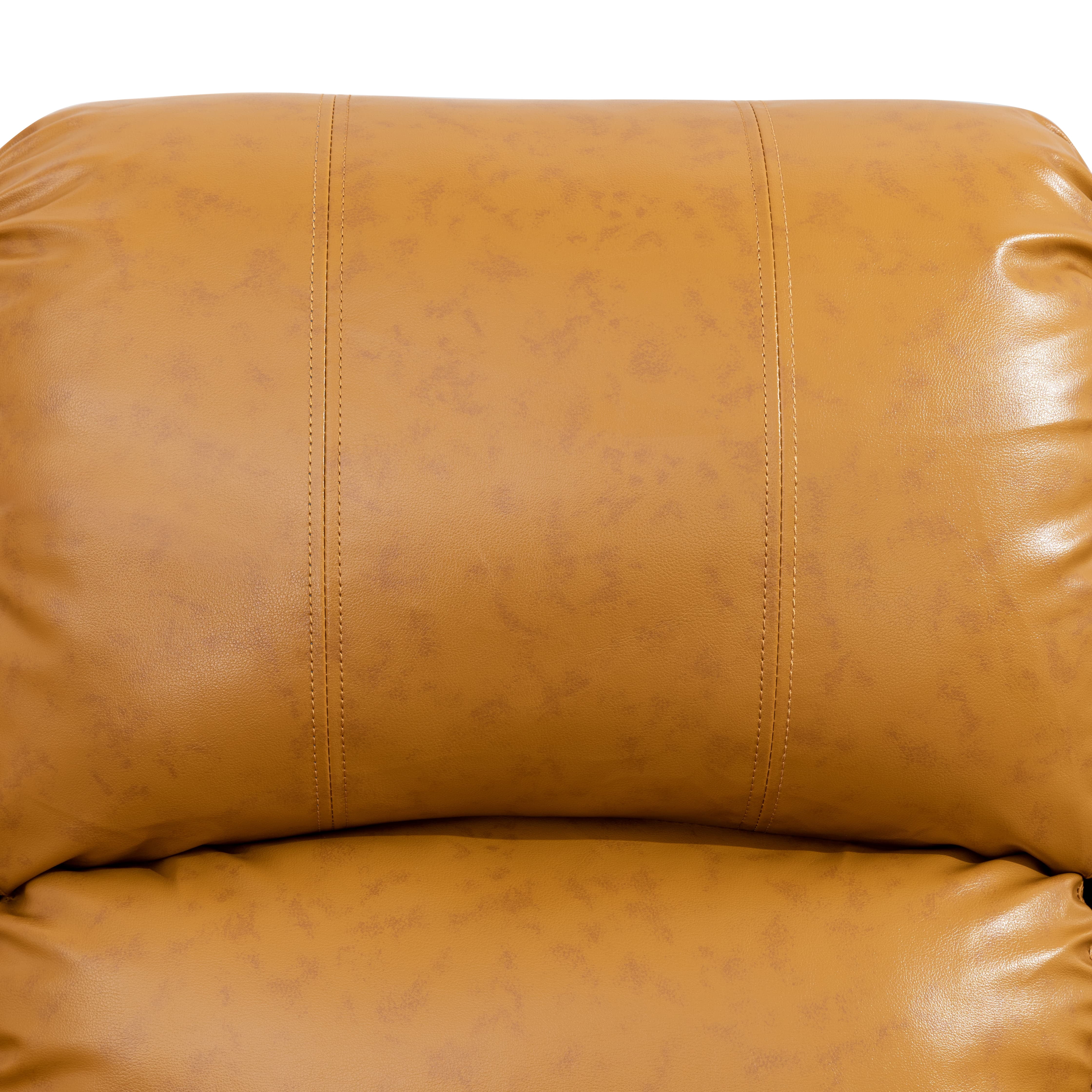 MAYEERTY Reclining Sofa, 3-Seat Wear-Resistant Breathable Fabric Recliner with Reversible Coffee Table for Living Room, Ginger