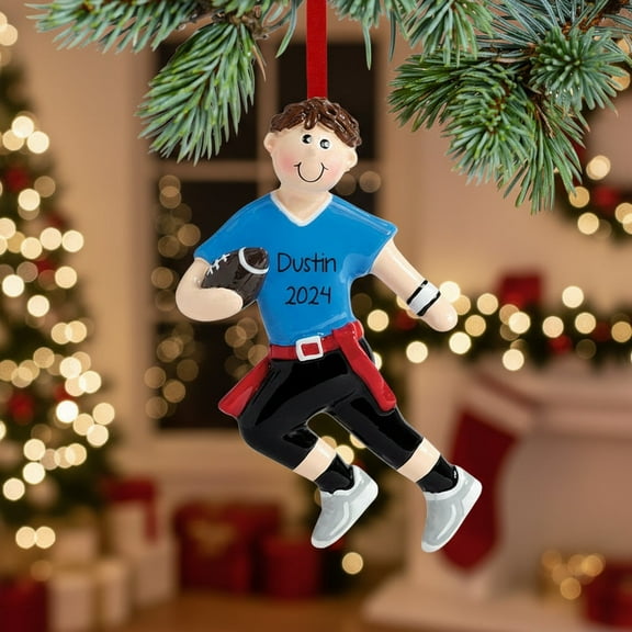 Flag Football Boy Ball Ornament