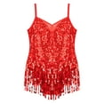 thumbnail image 5 of Miutii Kids Girls Sleeveless Sequins Tassel Hem Latin Dance Dress Rumba Samba Salsa Jazz Leotard Dress Red 12, 5 of 7
