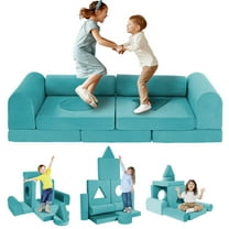 VIXLON 11pcs Modular Kids Play Couch Toddler Sectional Sofa DIY Play Couch Child Floor Folding Sofa for Playroom Bedroom Living Rooms Furniture