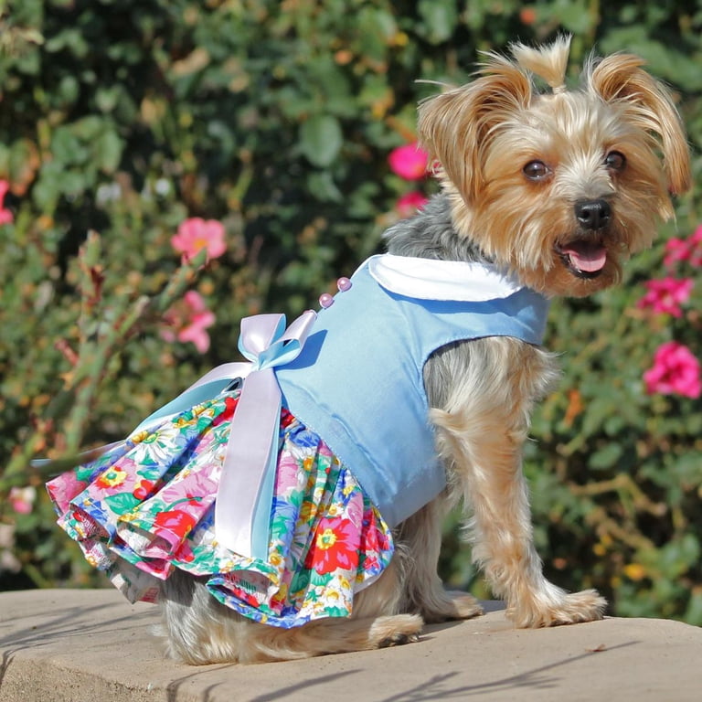 doggie design dresses Powder Blue and Pearls Floral Dog Harness Dress by bestsellercollection A matching leash is Pink Cut Out Button Dog clothes slot:12:30pm