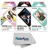 Fujifilm Instax Mini Macaron Instant Film+ Mini Black Instant film+ Mini Sky Blue Instant film+ Cleaning Cloth,Accessories Bundle