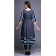 thumbnail image 4 of Bimba Kurtis Indigo Bleu4 à Rayures Shibori Indiennes pour Femmes Tenue de Fête Anarkali Kurta Imprimée Longue Robe Maxi Petite, 4 of 5