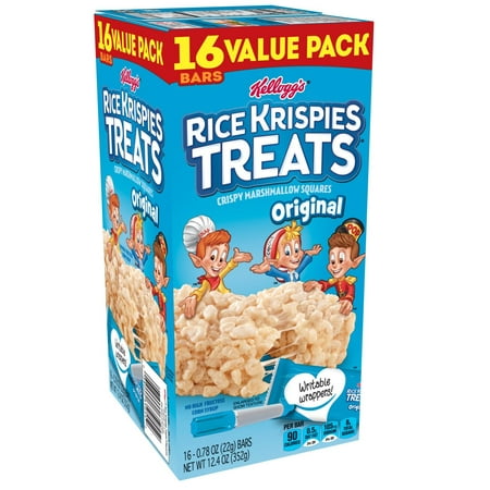 Kellogg's Rice Krispies Treats Crispy Marshmallow Squares, Original, Value Pack, 12.4 Oz, 16