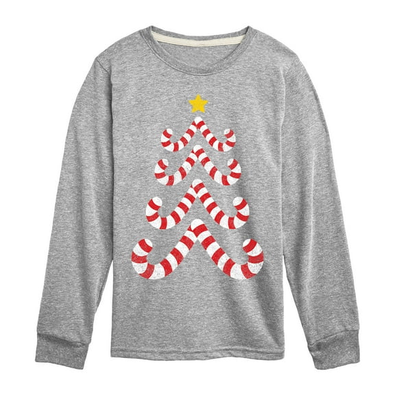 Instant Message - Candy Cane Tree - Kids Long Sleeve Tee